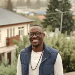 Homme souriant devant une maison à Thiès – Opportunité immobilière au Sénégal