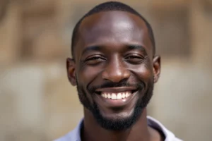 Acheter une maison au Sénégal – Investissez à Dakar 5 Jeune homme sénégalais souriant – Confiance et succès