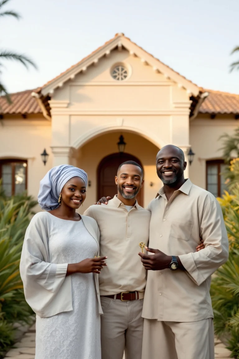 Partenaire immobilier au Sénégal 1 famille sénégalaise devant sa belle maison à Thiès