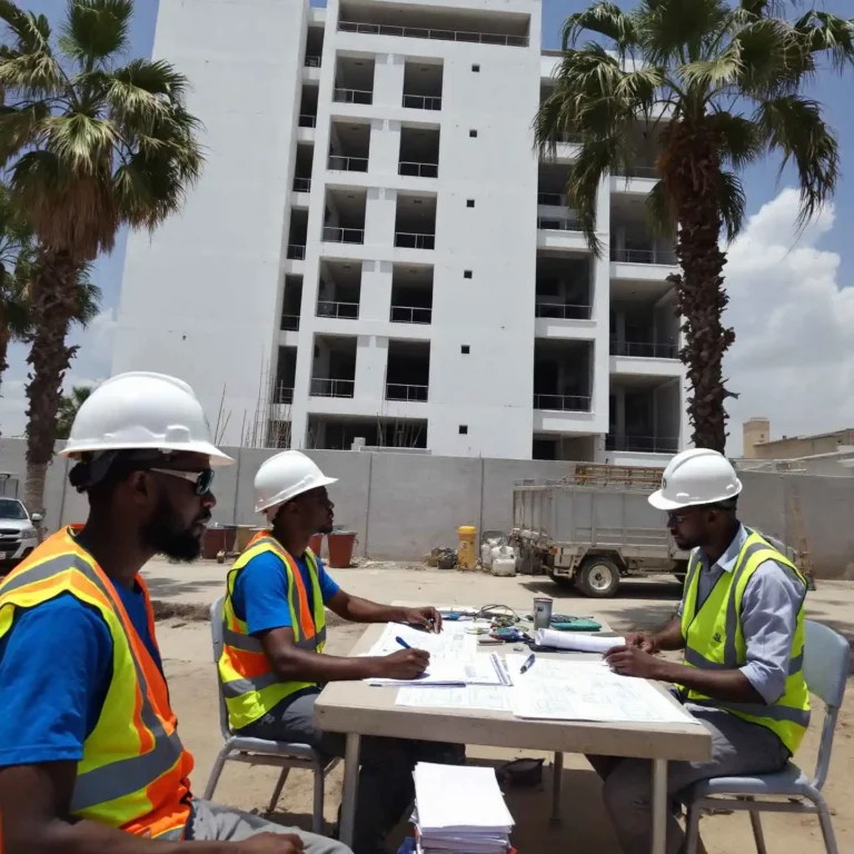 Comment Acheter un Terrain au Sénégal en 2025 4 Reunion de chantier pour la construction d'un immeuble aux Almadies