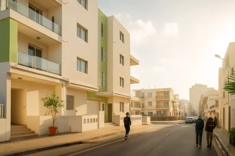 rue piétonne avec un beau programme immobilier