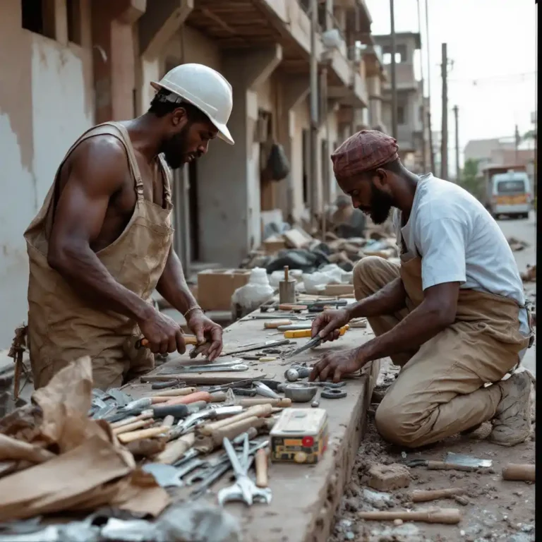 Ouvriers à Dakar avec leurs outils