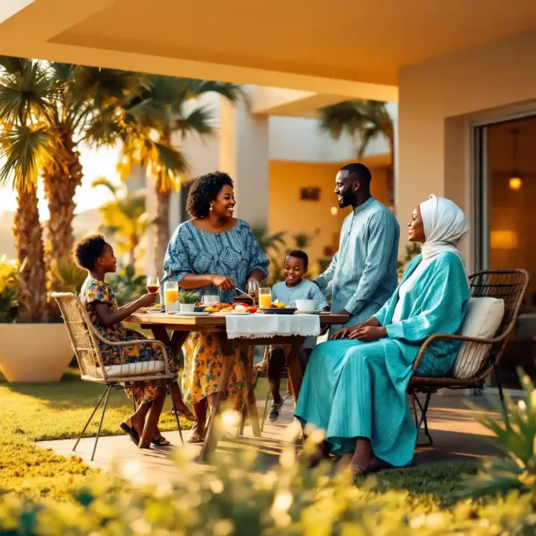Acheter une maison au Sénégal – Investissez à Dakar 1 Famille profitant d’une terrasse après avoir acheter une maison au Sénégal