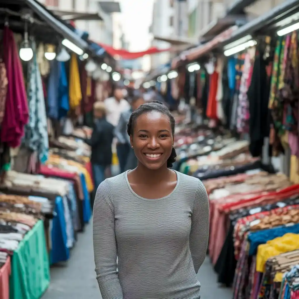 Jeune Sénégalaise dans un marché local – Opportunités commerciales et investissement au Sénégal