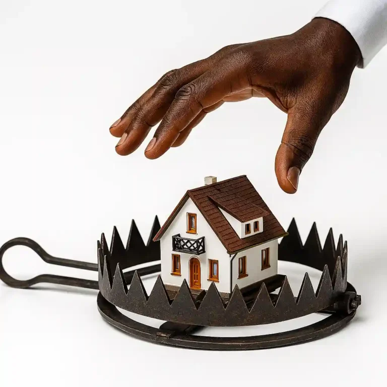 Piège avec une maison et une main tendue